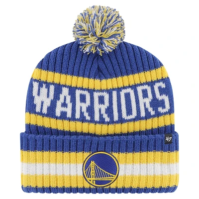 Bonnet en tricot à revers Bering '47 Royal Golden State Warriors pour hommes avec pompon