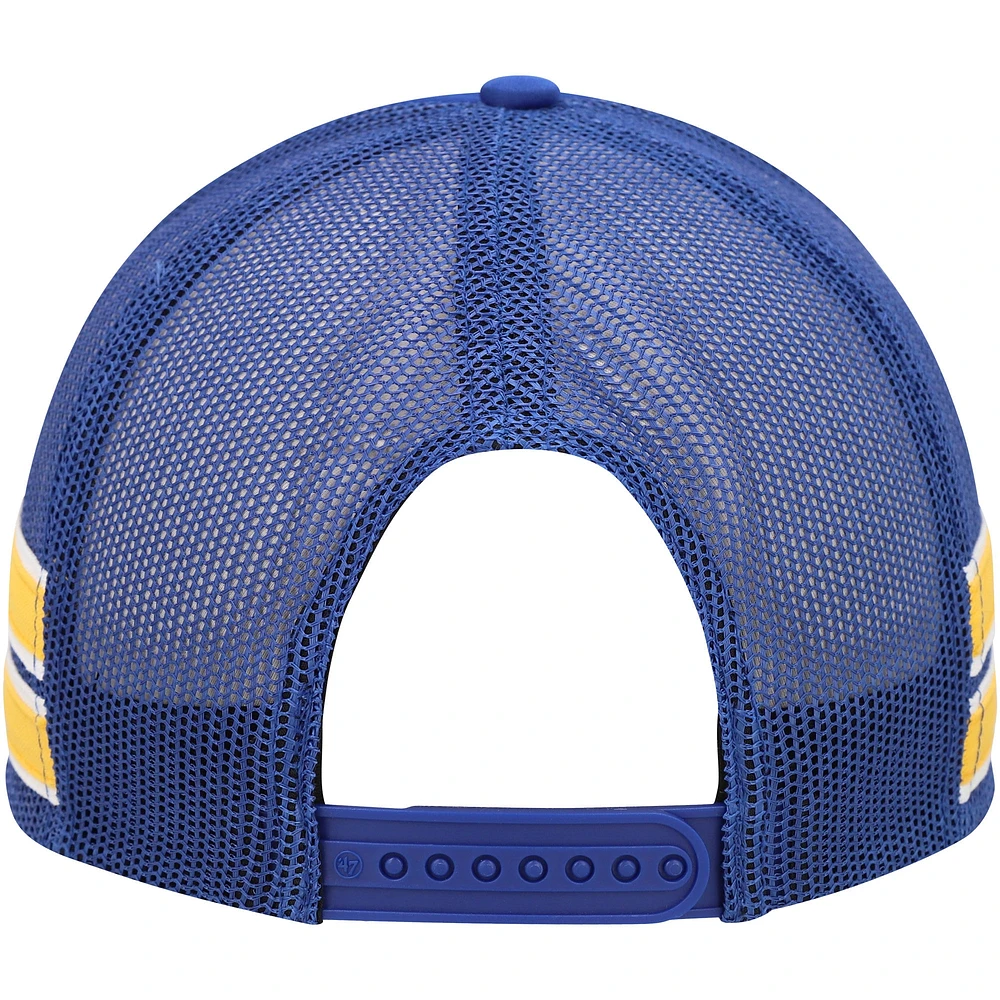 Men's '47 Royal Golden State Warriors Sidebrand Stripes Trucker Adjustable Hat