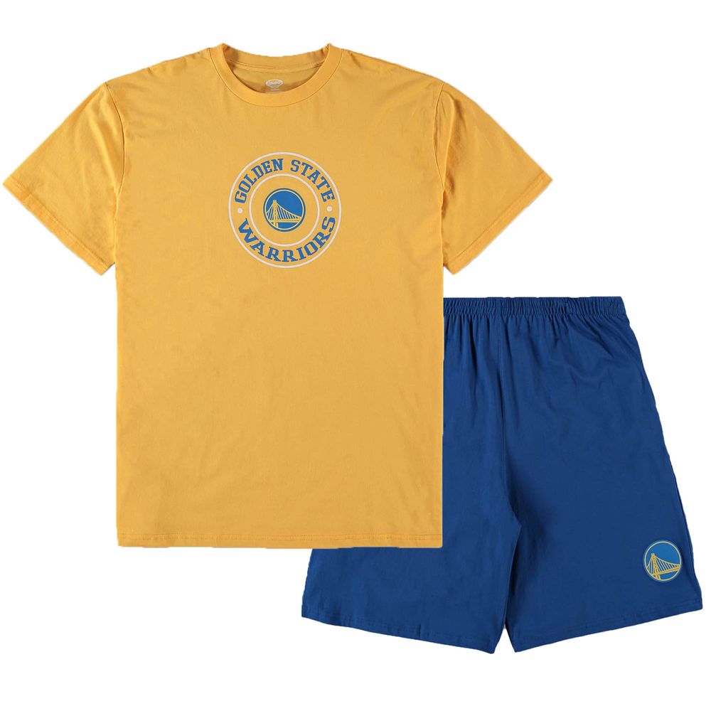 Men's Concepts Sport Gold/Royal Golden State Warriors Big & Tall T-Shirt Shorts Sleep Set