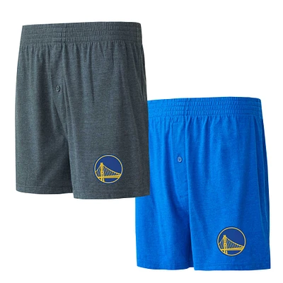 Ensemble boxer en tricot jersey Concepts Sport Royal/Charcoal pour hommes, Golden State Warriors, lot de deux