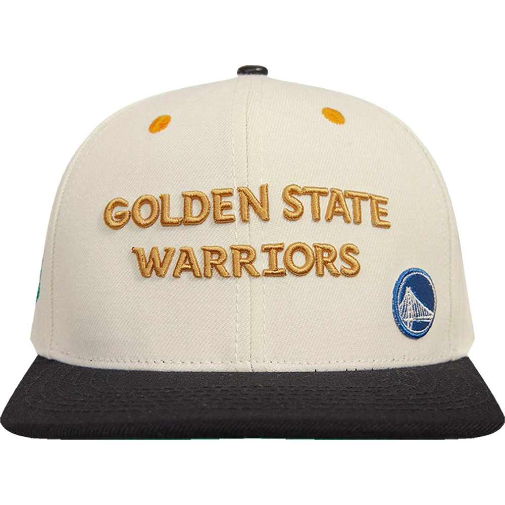 Men's Cream/Black Golden State Warriors Album Cover Snapback Hat