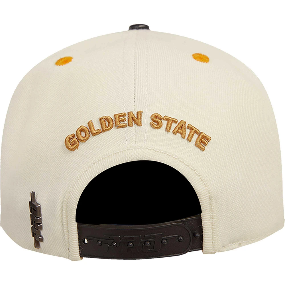 Men's Cream/Black Golden State Warriors Album Cover Snapback Hat