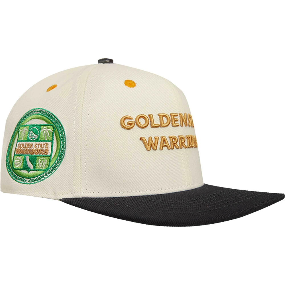 Men's Cream/Black Golden State Warriors Album Cover Snapback Hat