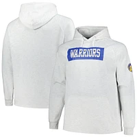 Men's Fanatics Ash Golden State Warriors Big & Tall Raglan Tri-Blend Pullover Hoodie