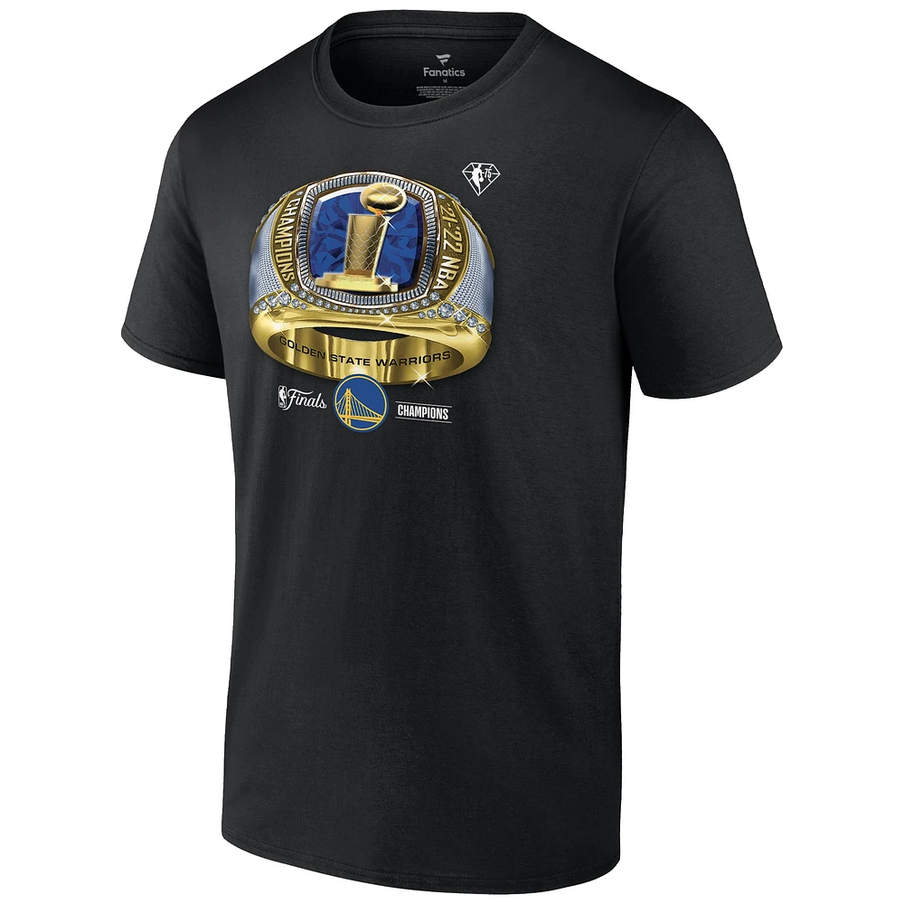 T-shirt noir Golden State Warriors 2022 NBA Finals Champions Bling Ring pour hommes