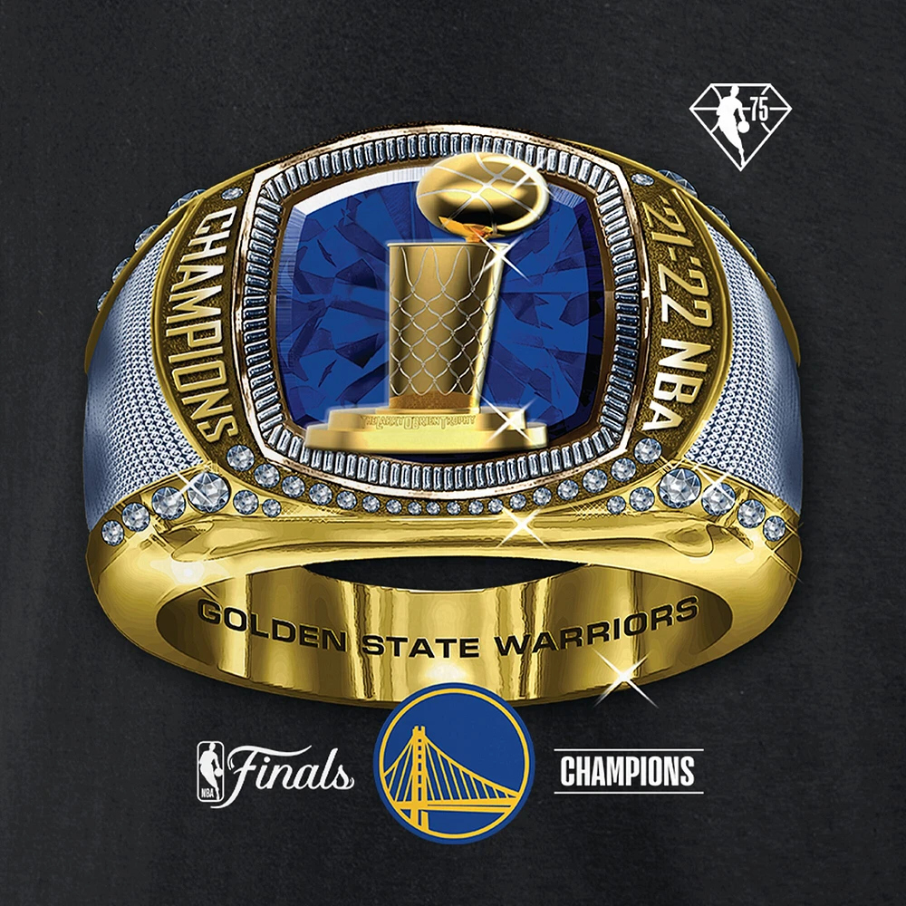 T-shirt noir Golden State Warriors 2022 NBA Finals Champions Bling Ring pour hommes