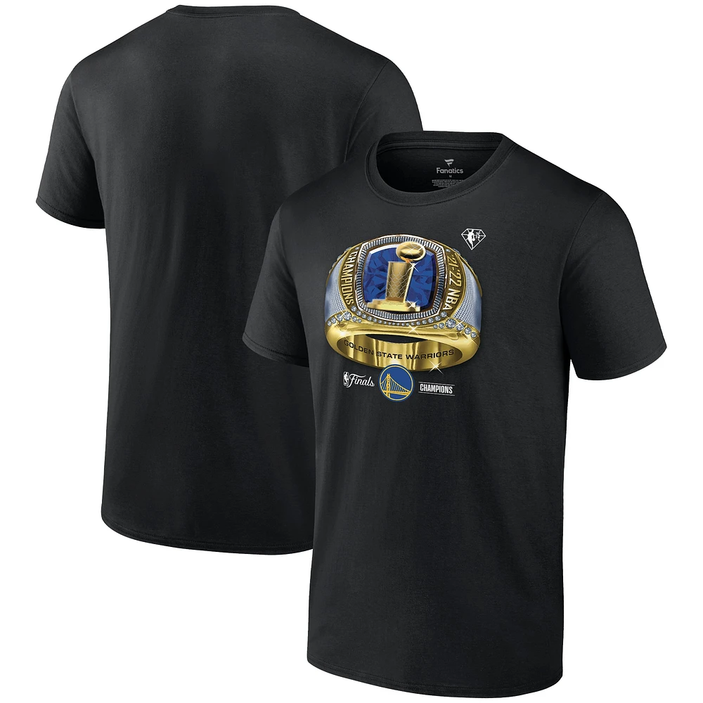 Men's Fanatics Black Golden State Warriors 2022 NBA Finals Champions Bling Ring T-Shirt