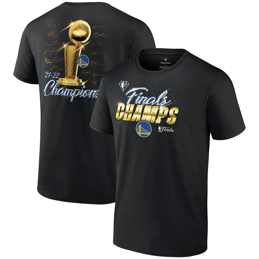 T-shirt noir Fanatics Golden State Warriors 2022 NBA Finals Champions Forward Roster Signature pour hommes