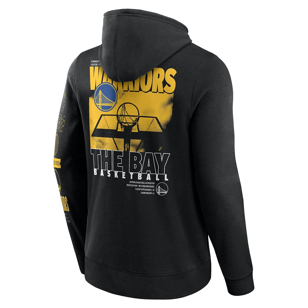 Men's Fanatics  Black Golden State Warriors Game Time Crossover Pullover Hoodie