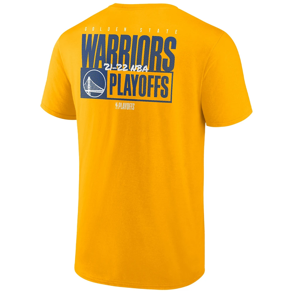 T-shirt Dunk Fanatics Gold Golden State Warriors 2022 NBA Playoffs pour hommes