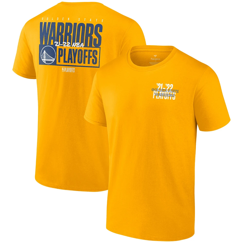 T-shirt Dunk Fanatics Gold Golden State Warriors 2022 NBA Playoffs pour hommes