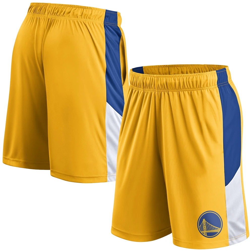 Short de performance d'entraînement Fanatics Gold Golden State Warriors pour hommes