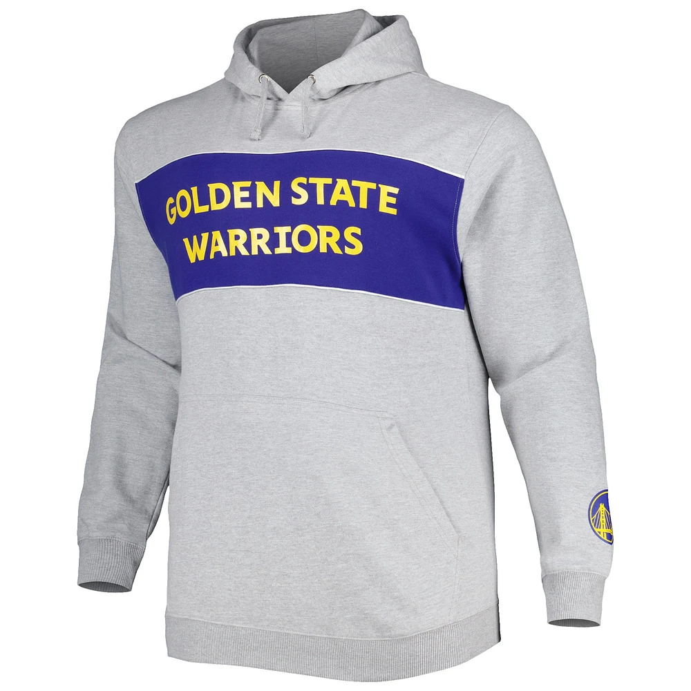 Men's Fanatics Heather Gray Golden State Warriors Big & Tall Wordmark Pullover Hoodie