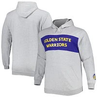 Men's Fanatics Heather Gray Golden State Warriors Big & Tall Wordmark Pullover Hoodie