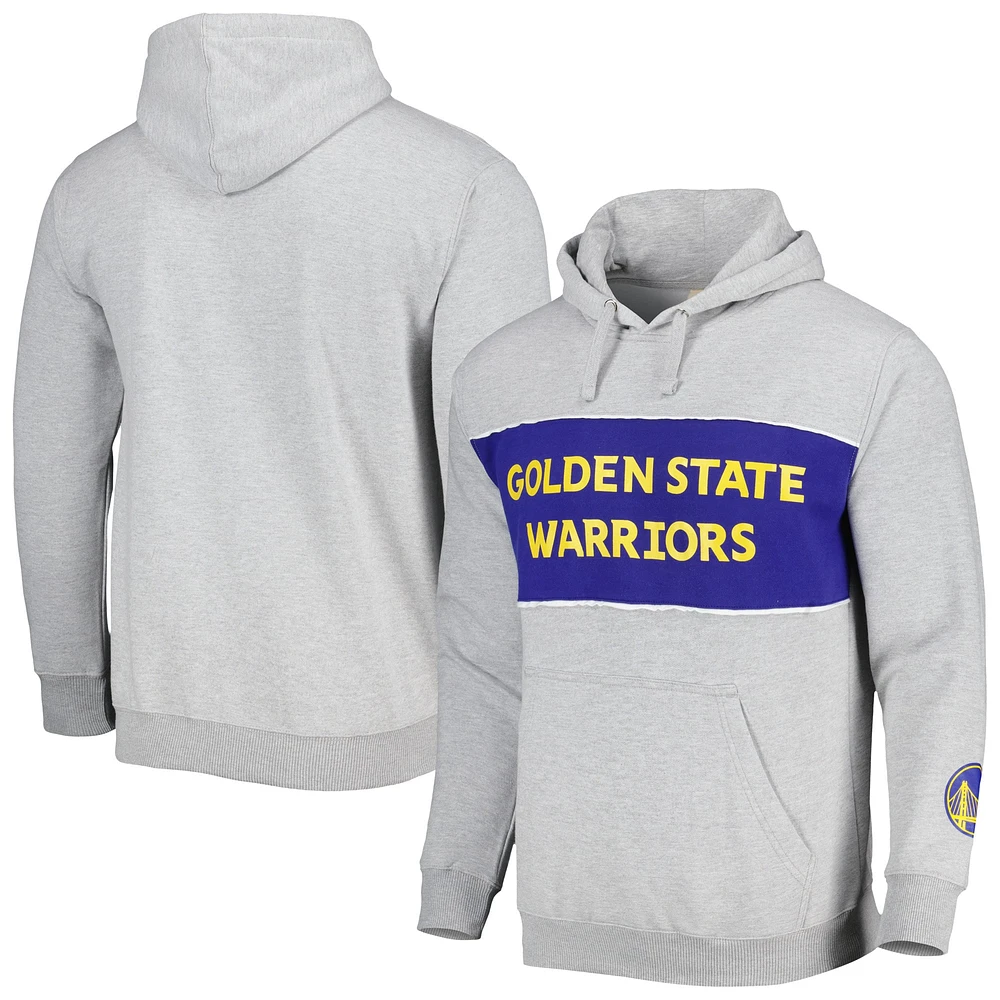 Men's Fanatics Heather Gray Golden State Warriors Wordmark French Terry Pullover Hoodie