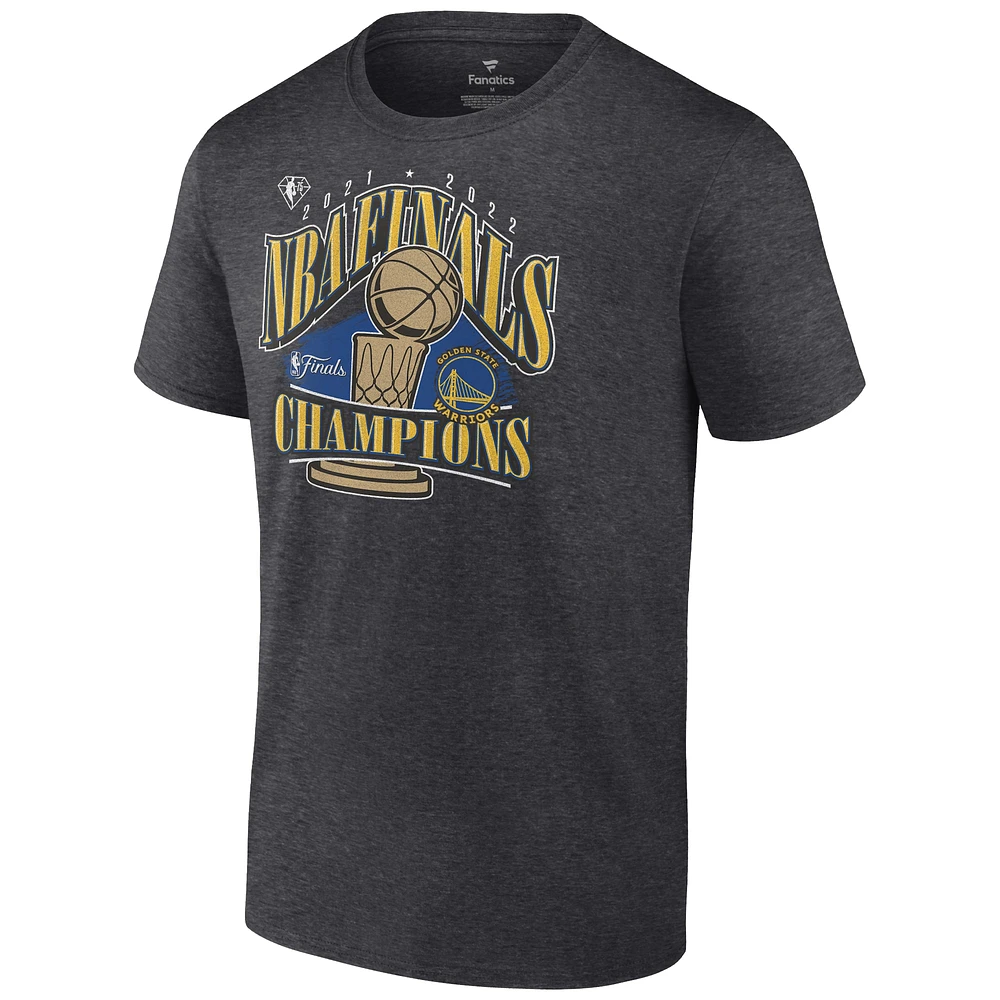 T-shirt de livraison des champions la finale NBA 2022 Fanatics Heathered Charcoal Golden State Warriors pour hommes