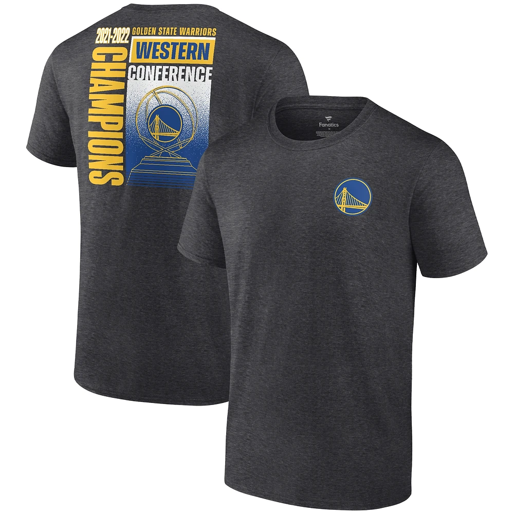 Men's Fanatics Heathered Charcoal Golden State Warriors 2022 Western Conference Champions Play Your Game T-Shirt