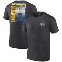 T-shirt Fanatics Heathered Charcoal pour hommes des Golden State Warriors 2022 Champions de la Conférence Ouest Jouez à votre jeu