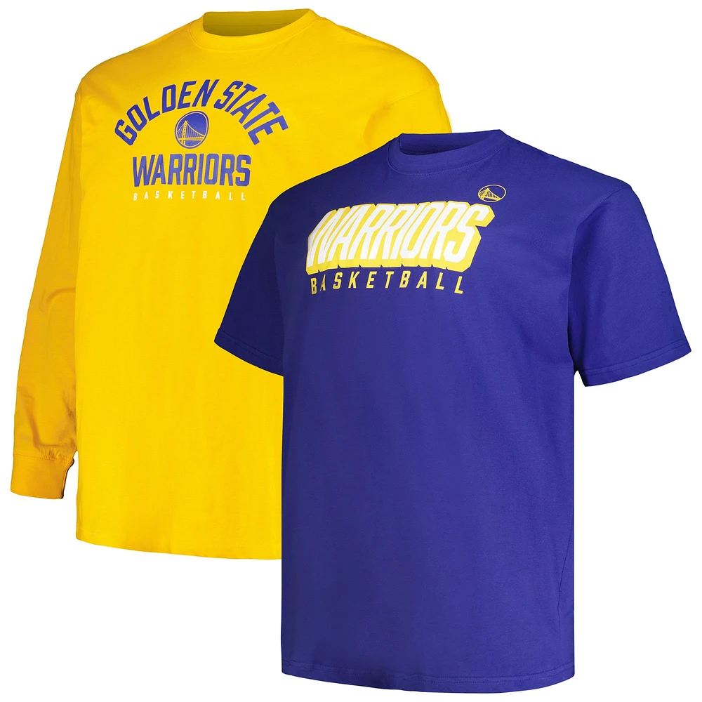 Ensemble t-shirt à manches courtes et longues Fanatics Royal/Gold Golden State Warriors pour hommes, grands