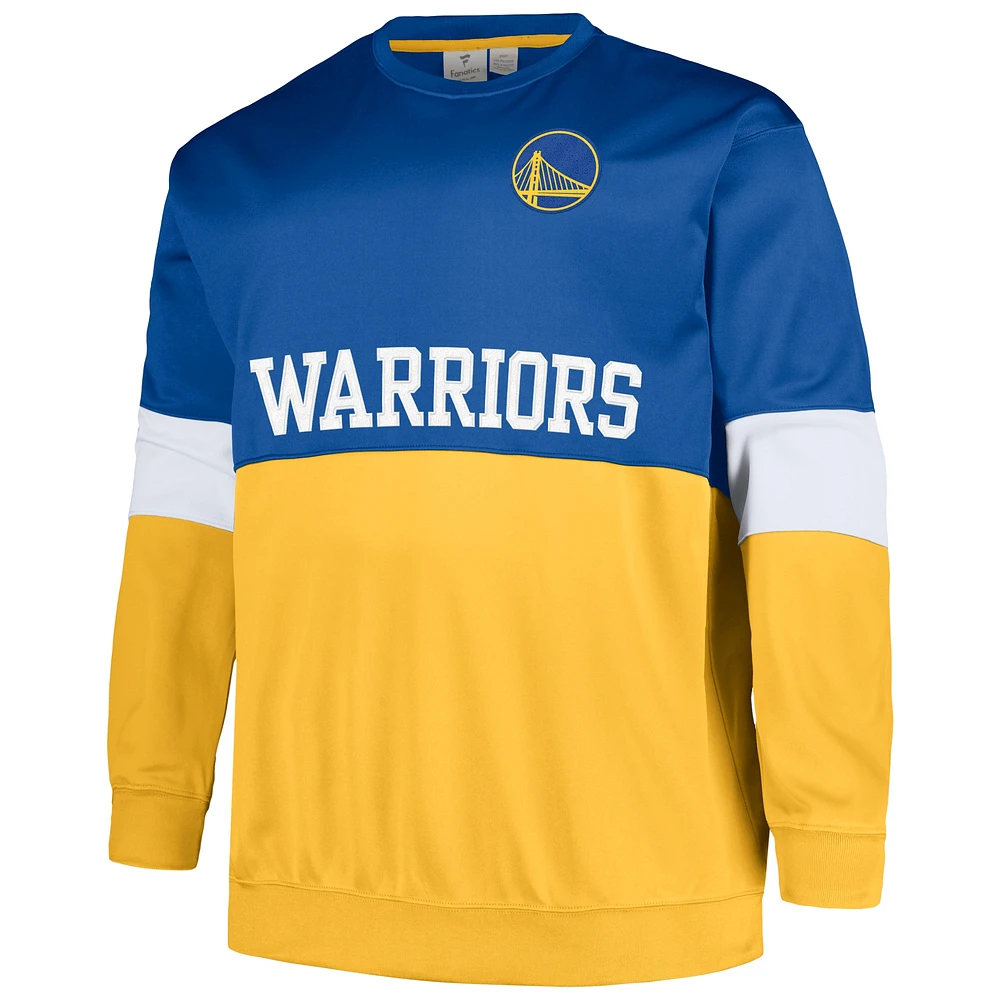 Men's Fanatics Royal/Gold Golden State Warriors Big & Tall Split Pullover Sweatshirt