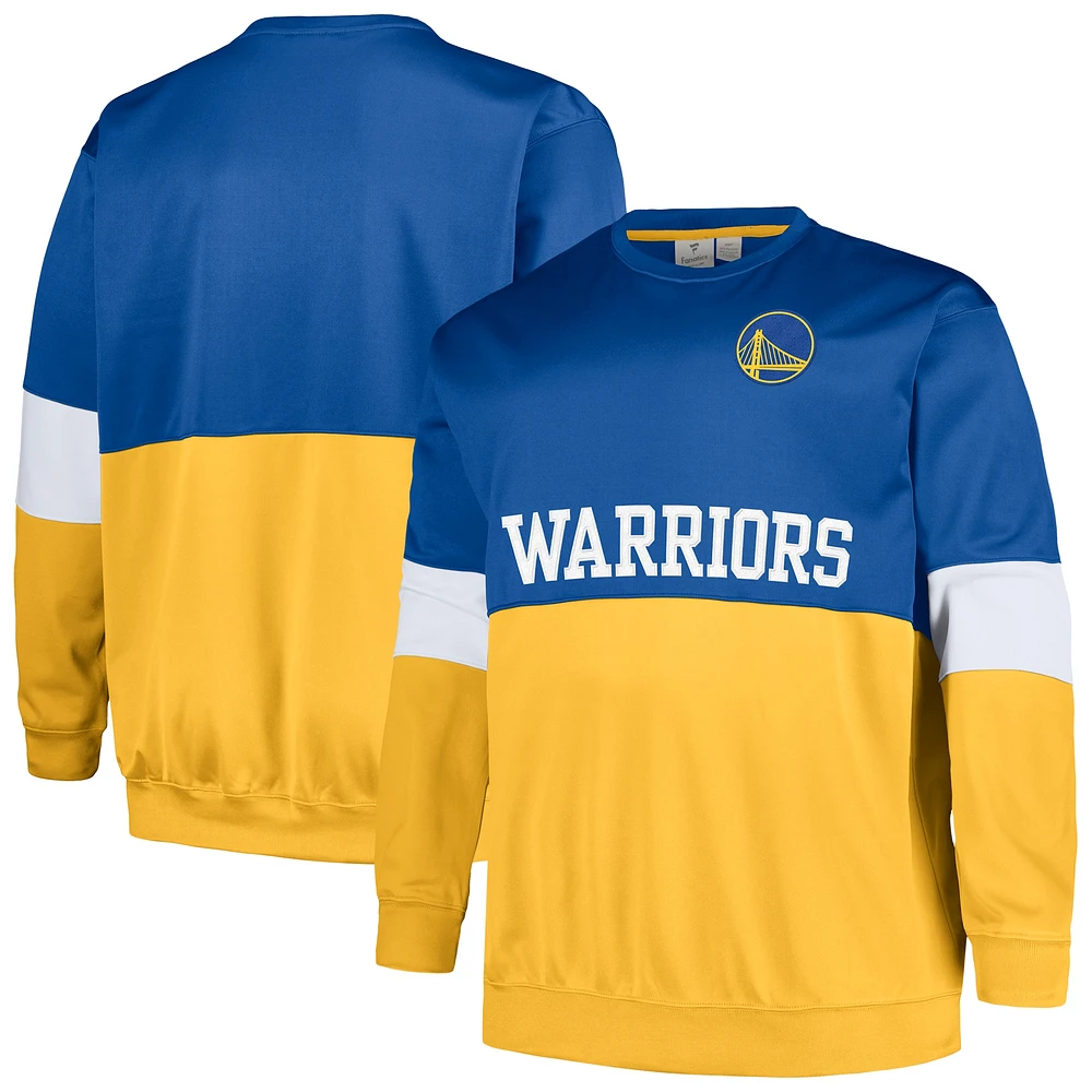 Men's Fanatics Royal/Gold Golden State Warriors Big & Tall Split Pullover Sweatshirt