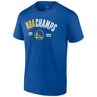 T-shirt Fanatics Royal Golden State Warriors 2022 NBA Finals Champions Final Buzzer Jersey Roster pour hommes