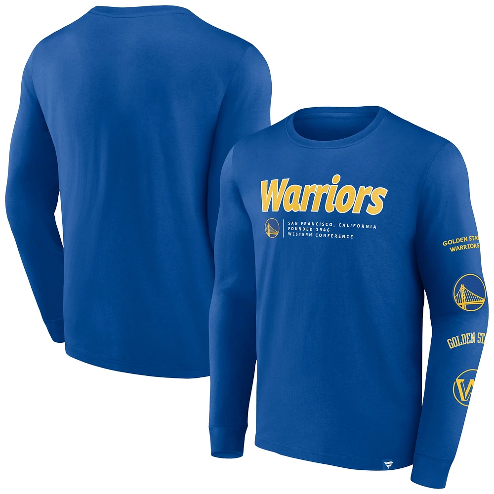 Men's Fanatics Royal Golden State Warriors Baseline Long Sleeve T-Shirt