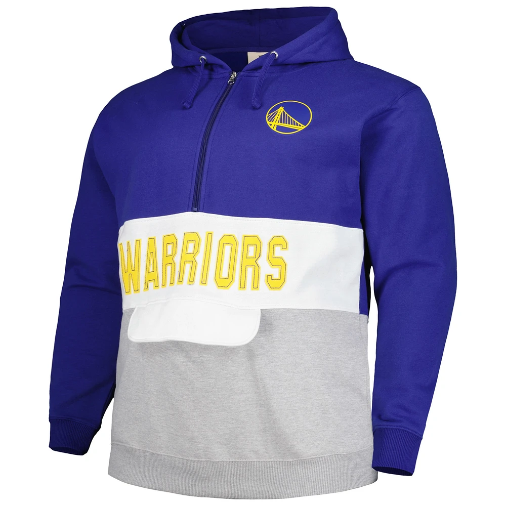 Sweat à capuche demi-zippé anorak Fanatics Royal Golden State Warriors Big & Tall pour hommes