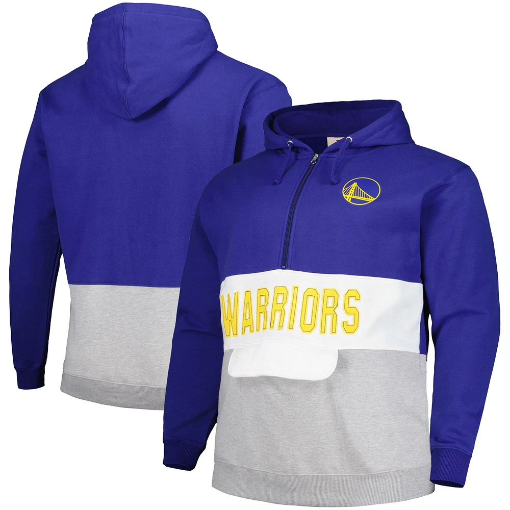 Sweat à capuche demi-zippé anorak Fanatics Royal Golden State Warriors Big & Tall pour hommes