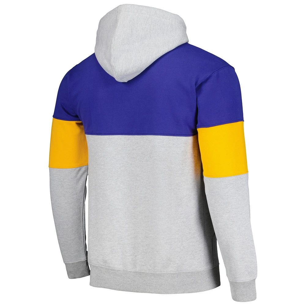 Men's Fanatics Royal Golden State Warriors Contrast Pieced Pullover Hoodie