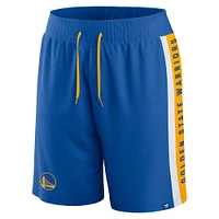 Short en maille emblématique d'arbitre Fanatics Royal Golden State Warriors pour hommes