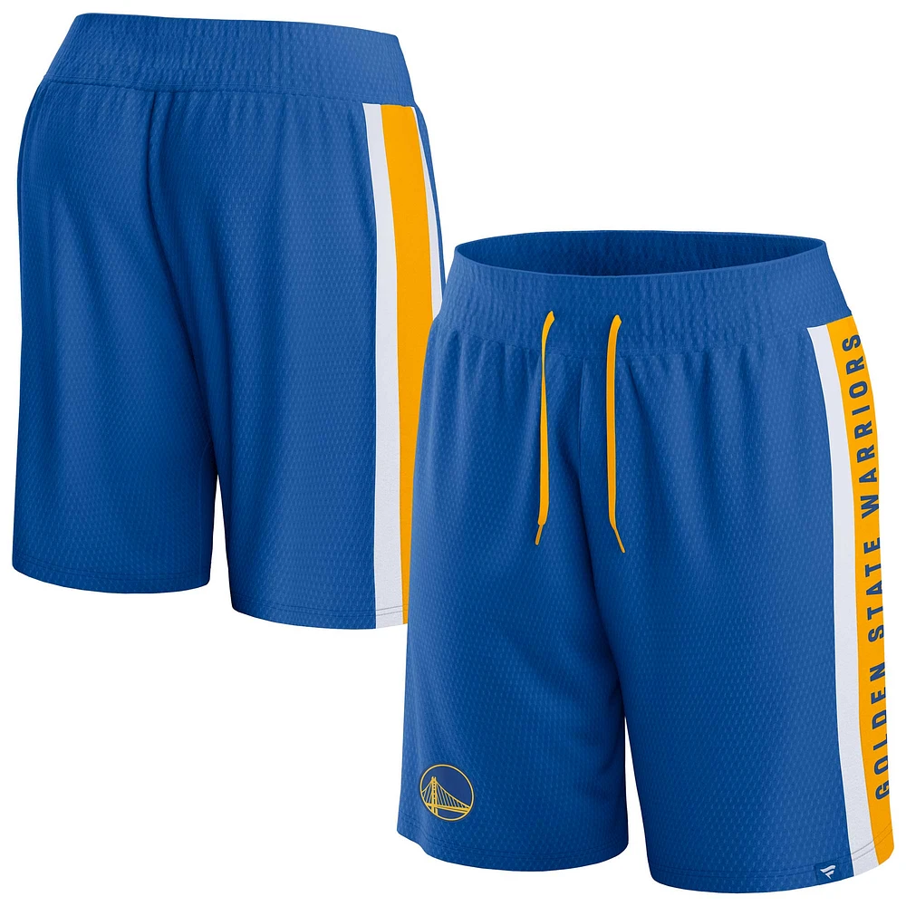 Short en maille emblématique d'arbitre Fanatics Royal Golden State Warriors pour hommes