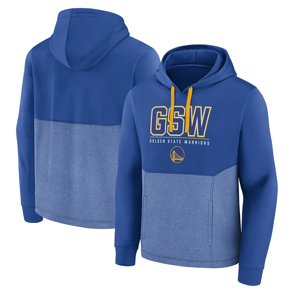 Sweat à capuche tri-mélange réussi Fanatics Royal Golden State Warriors pour hommes