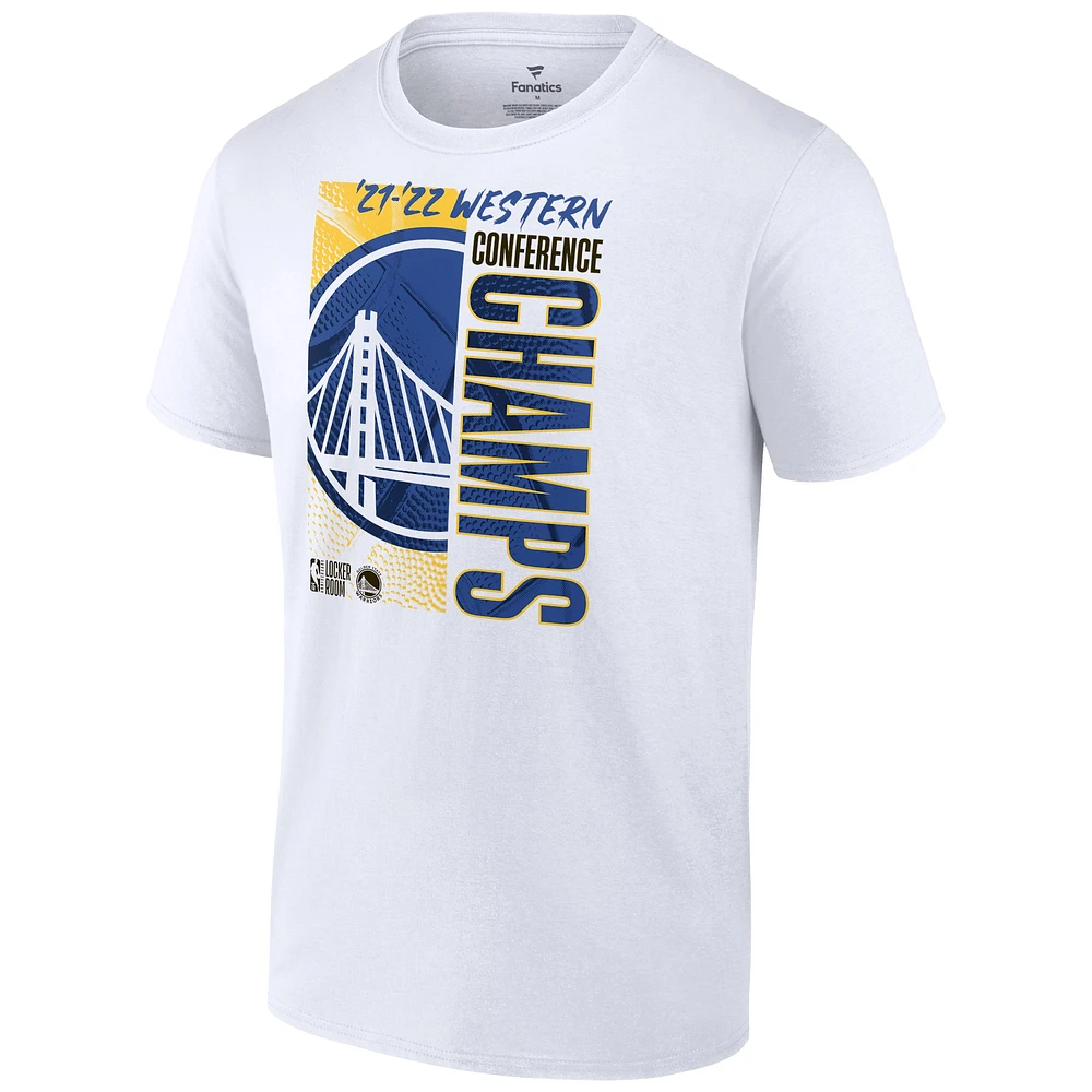 T-shirt blanc pour hommes Fanatics Golden State Warriors 2022 Champions de la Conférence Ouest Big & Tall Locker Room