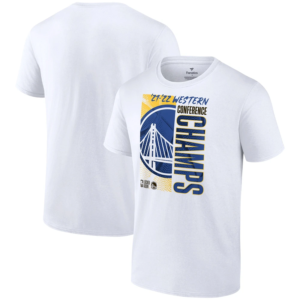 T-shirt blanc pour hommes Fanatics Golden State Warriors 2022 Champions de la Conférence Ouest Big & Tall Locker Room