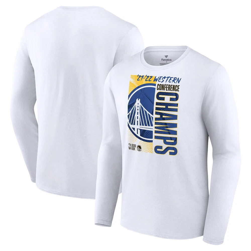 Men's Fanatics White Golden State Warriors 2022 Western Conference Champions Locker Room Long Sleeve T-Shirt