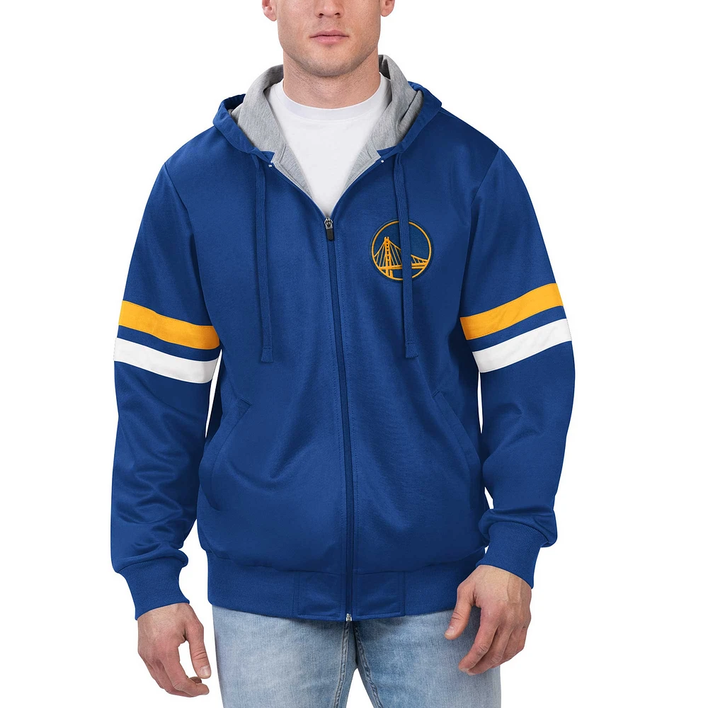 Veste à capuche entièrement zippée G-III Sports by Carl Banks Royal Golden State Warriors Contender pour hommes