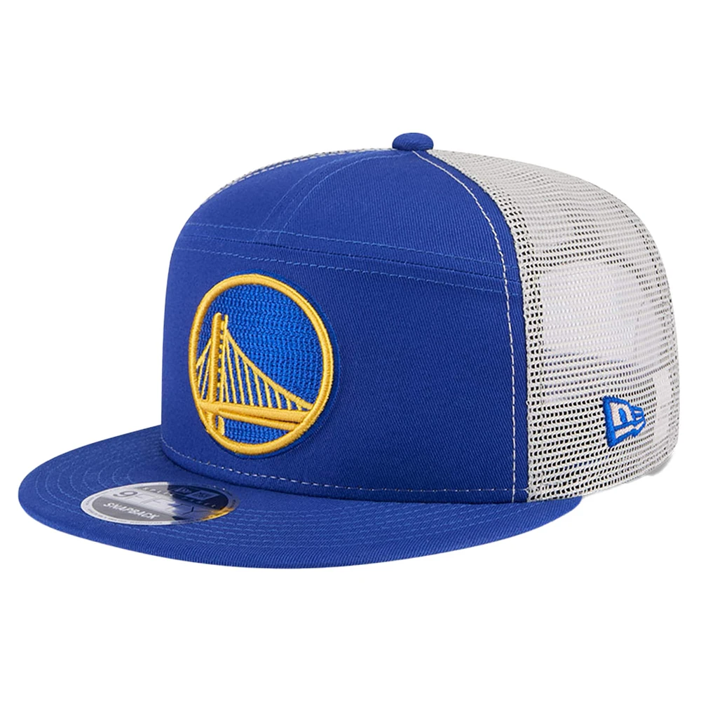 Men's Golden State Warriors  New Era Blue Victory Grove Split Panel 9FIFTY Snapback Hat