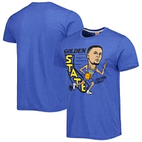 T-shirt à trois mélanges Caricature Hommage Stephen Curry Royal Golden State Warriors pour homme