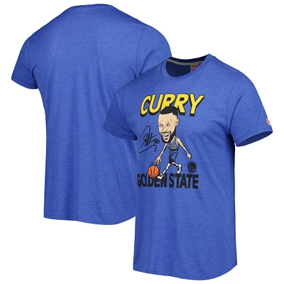 Hommage à Stephen Curry Royal Golden State Warriors Player Caricature T-shirt triple mélange pour homme