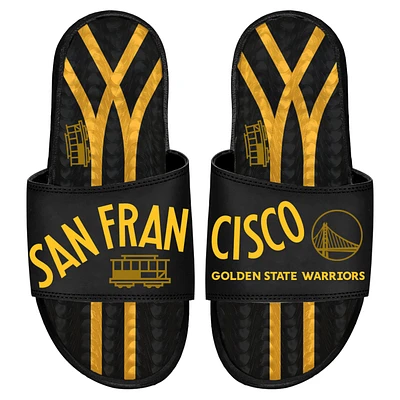 Sandales à glissière en gel ISlide noires Golden State Warriors 2023/24 City Edition pour hommes