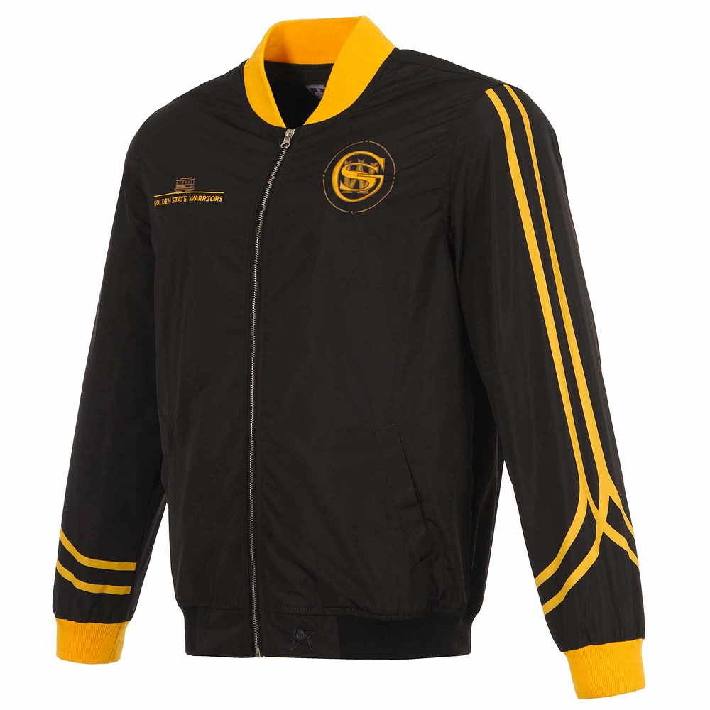 Blouson aviateur entièrement zippé noir JH Design pour hommes des Golden State Warriors 2023/24 City Edition