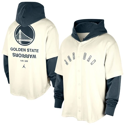 Men's Jordan Brand Cream/Navy Golden State Warriors Courtside Statement Edition MVP Jersey Pullover Hoodie