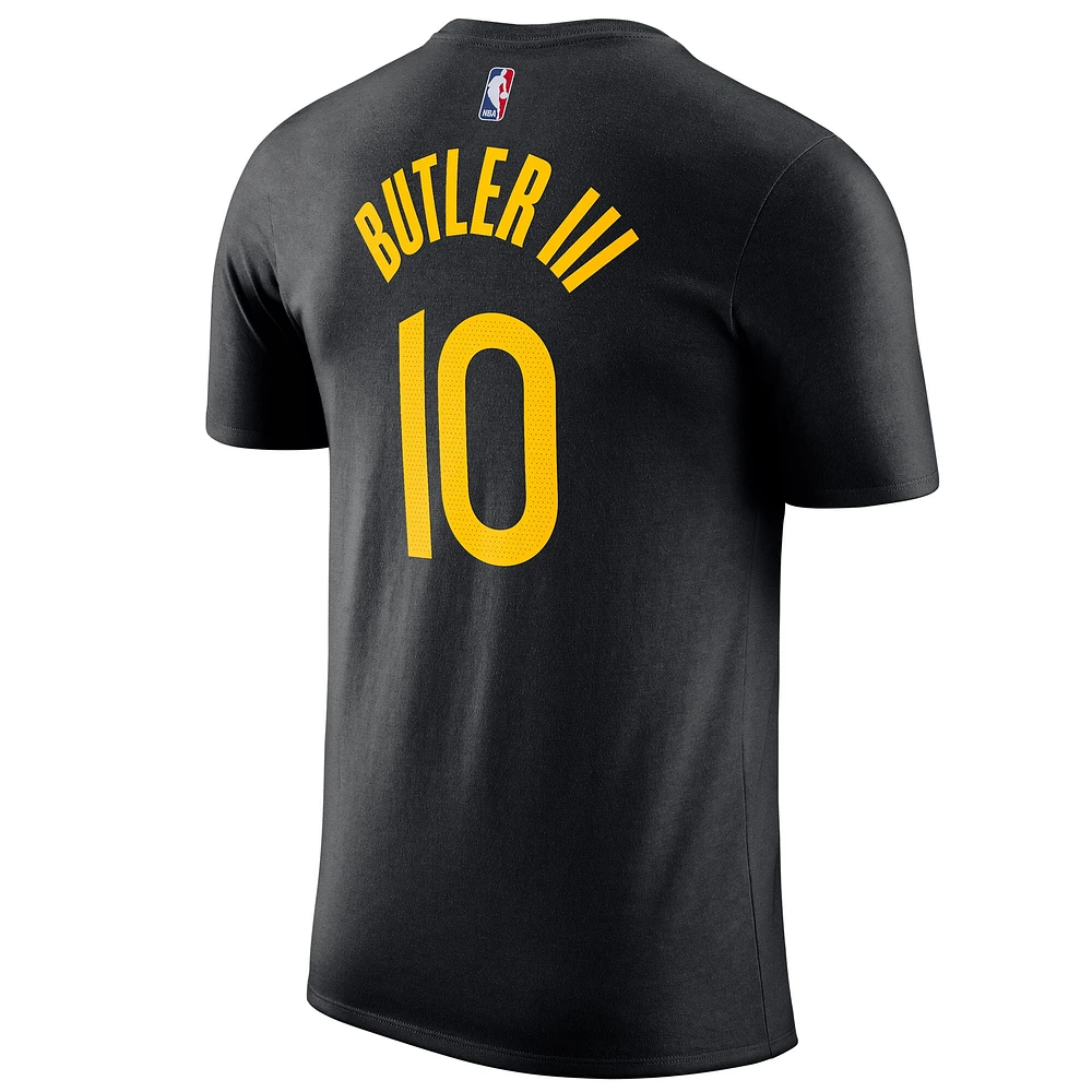 T-shirt Jordan Brand Jimmy Butler III pour homme, noir, avec nom et numéro des Golden State Warriors