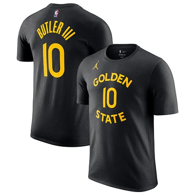 T-shirt Jordan Brand Jimmy Butler III pour homme, noir, avec nom et numéro des Golden State Warriors