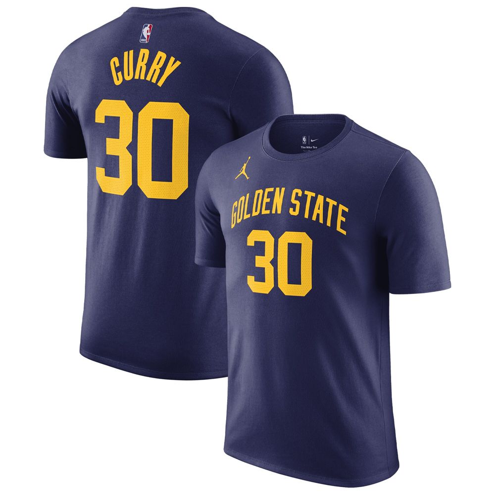 Men's Jordan Brand Stephen Curry Navy Golden State Warriors 2022/23 Statement Edition Name & Number T-Shirt