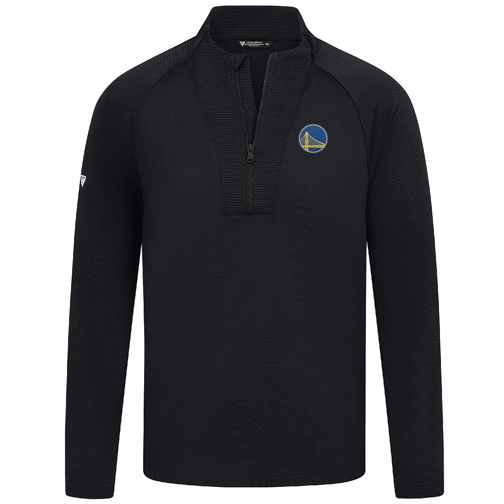 Men's Levelwear Black Golden State Warriors Volley Quarter-Zip Top
