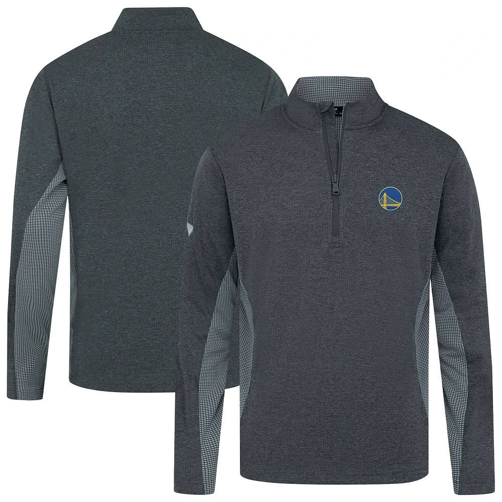 Men's Levelwear Heather Black Golden State Warriors Waffle Insignia 2.0 Quarter-Zip Top
