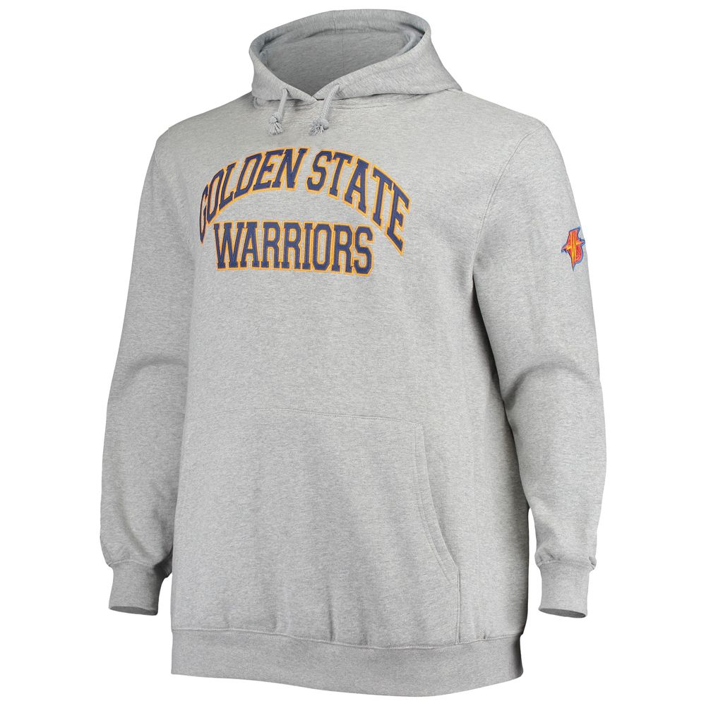 Men's Mitchell & Ness Baron Davis Heathered Gray Golden State Warriors Big Tall Name Number Pullover Hoodie