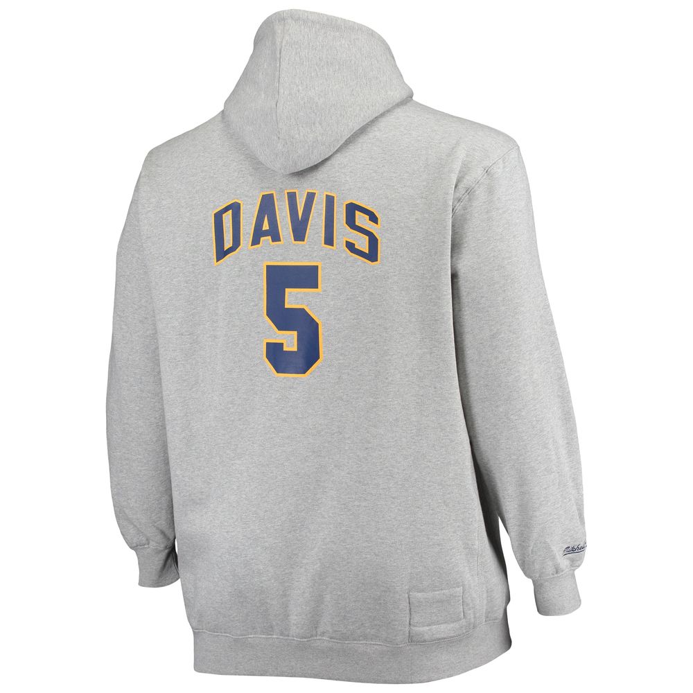 Men's Mitchell & Ness Baron Davis Heathered Gray Golden State Warriors Big Tall Name Number Pullover Hoodie